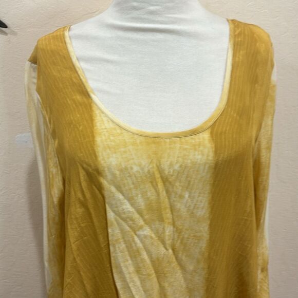 NEW! Soft Surroundings Yellow Scoop Neck Tunic ~ Side Ties ~ M - Picture 4 of 12